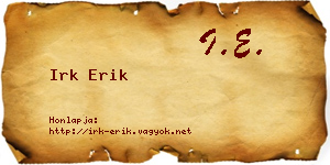 Irk Erik névjegykártya